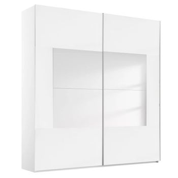 Miramar Type-4 Alpine White and Crystal White Glass 181cm 2 Door Sliding Wardrobe
