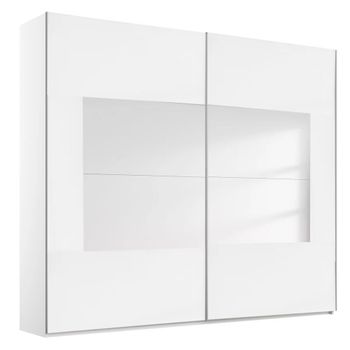 Miramar Type-4 Alpine White and Crystal White Glass 226cm 2 Door Sliding Wardrobe