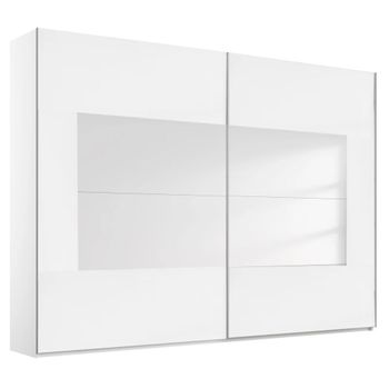 Miramar Type-4 Alpine White and Crystal White Glass 271cm 2 Door Sliding Wardrobe