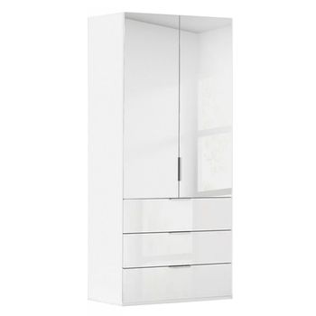 Miramar Type-5 Alpine White and Crystal White Glass 101cm 2 Door Combi Wardrobe