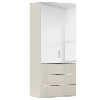 Miramar Type-5 Champagne and Champagne Glass 101cm 2 Door Combi Wardrobe