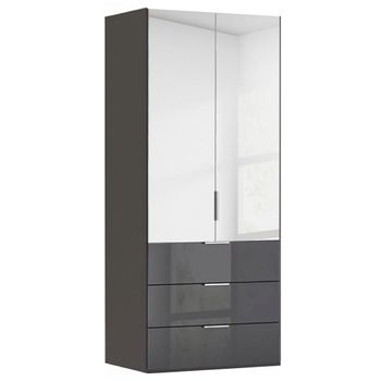 Miramar Type-5 Graphite and Basalt Glass 101cm 2 Door Combi Wardrobe