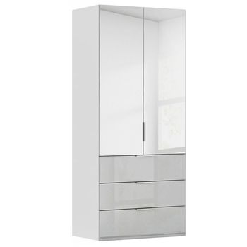 Miramar Type-5 Silk Grey and Silk Grey Glass 101cm 2 Door Combi Wardrobe