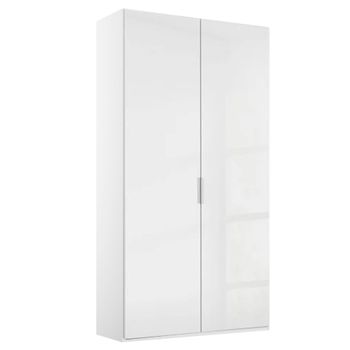 Miramar Type-5 Alpine White and Crystal White Glass 101cm 2 Door Wardrobe