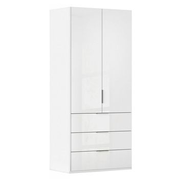 Miramar Type-5 Alpine White and Crystal White Glass 101cm 2 Door 3 Drawer Wardrobe