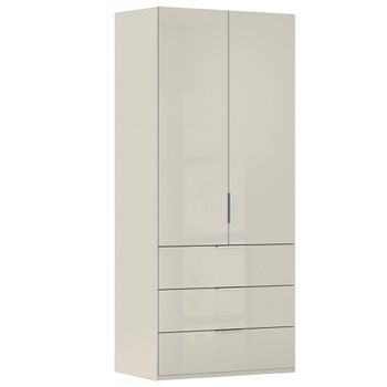 Miramar Type-5 Champagne and Champagne Glass 101cm 2 Door 3 Drawer Wardrobe