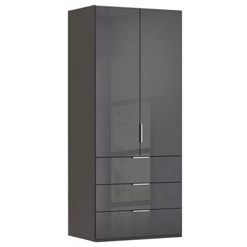 Miramar Type-5 Graphite and Basalt Glass 101cm 2 Door 3 Drawer Wardrobe