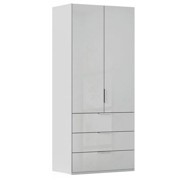 Miramar Type-5 Silk Grey and Silk Grey Glass 101cm 2 Door 3 Drawer Wardrobe