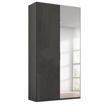 Miramar Type-5 Graphite and Basalt Glass 101cm 2 Door Mirror Wardrobe
