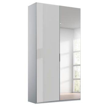 Miramar Type-5 Silk Grey and Silk Grey Glass 101cm 2 Door Mirror Wardrobe