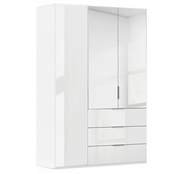 Miramar Type-5 Alpine White and Crystal White Glass 151cm 3 Door Combi Wardrobe