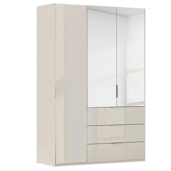 Miramar Type-5 Champagne and Champagne Glass 151cm 3 Door Combi Wardrobe