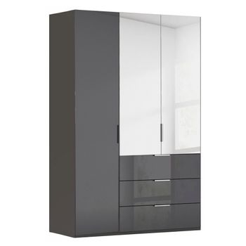 Miramar Type-5 Graphite and Basalt Glass 151cm 3 Door Combi Wardrobe
