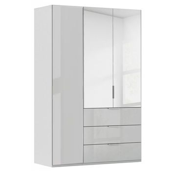 Miramar Type-5 Silk Grey and Silk Grey Glass 151cm 3 Door Combi Wardrobe
