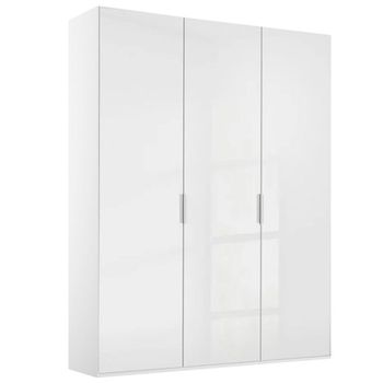 Miramar Type-5 Alpine White and Crystal White Glass 151cm 3 Door Wardrobe
