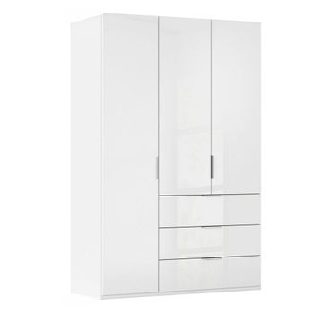 Miramar Type-5 Alpine White and Crystal White Glass 151cm 3 Door 3 Drawer Wardrobe