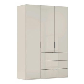 Miramar Type-5 Champagne and Champagne Glass 151cm 3 Door 3 Drawer Wardrobe