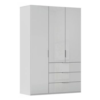 Miramar Type-5 Silk Grey and Silk Grey Glass 151cm 3 Door 3 Drawer Wardrobe