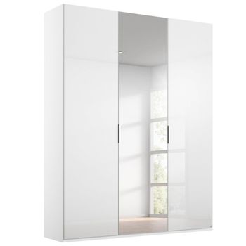 Miramar Type-5 Alpine White and Crystal White Glass 151cm 3 Door Mirror Wardrobe