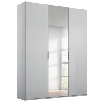 Miramar Type-5 Silk Grey and Silk Grey Glass 151cm 3 Door Mirror Wardrobe