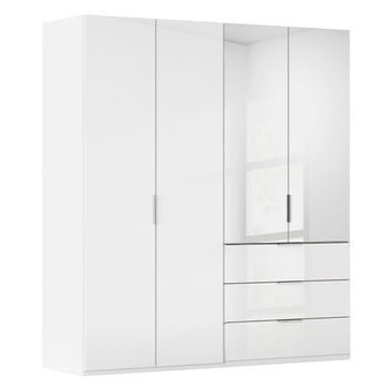Miramar Type-5 Alpine White and Crystal White Glass 201cm 4 Door Combi Wardrobe
