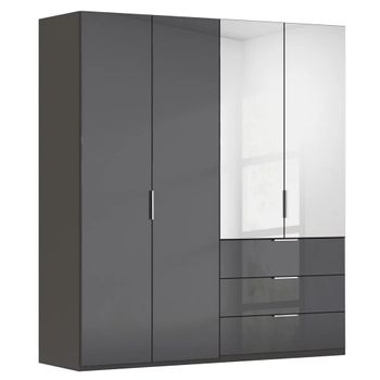 Miramar Type-5 Graphite and Basalt Glass 201cm 4 Door Combi Wardrobe