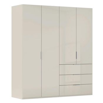 Miramar Type-5 Champagne and Champagne Glass 201cm 4 Door 3 Drawer Wardrobe