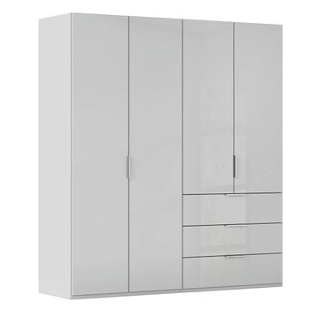 Miramar Type-5 Silk Grey and Silk Grey Glass 201cm 4 Door 3 Drawer Wardrobe