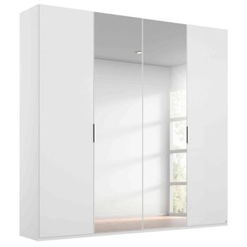 Miramar Type-5 Alpine White and Crystal White Glass 201cm 4 Door Mirror Wardrobe