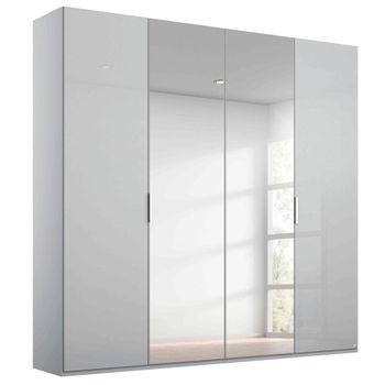 Miramar Type-5 Silk Grey and Silk Grey Glass 201cm 4 Door Mirror Wardrobe