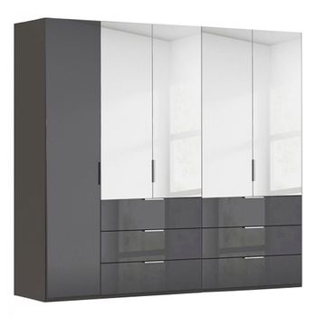 Miramar Type-5 Graphite and Basalt Glass 251cm 5 Door Combi Wardrobe