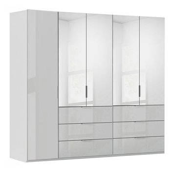 Miramar Type-5 Silk Grey and Silk Grey Glass 251cm 5 Door Combi Wardrobe