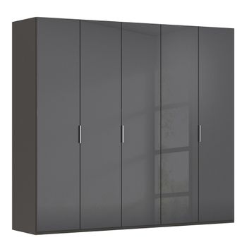 Miramar Type-5 Graphite and Basalt Glass 251cm 5 Door Wardrobe