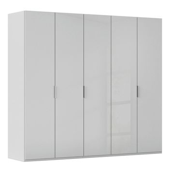 Miramar Type-5 Silk Grey and Silk Grey Glass 251cm 5 Door Wardrobe