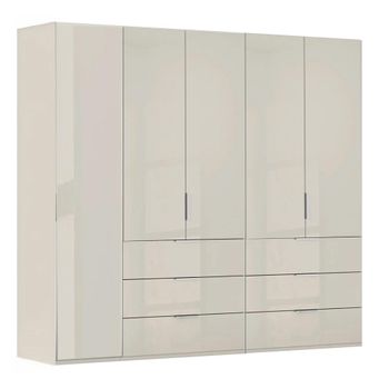 Miramar Type-5 Champagne and Champagne Glass 251cm 5 Door 6 Drawer Wardrobe
