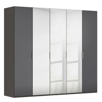 Miramar Type-5 Graphite and Basalt Glass 251cm 5 Door Mirror Wardrobe