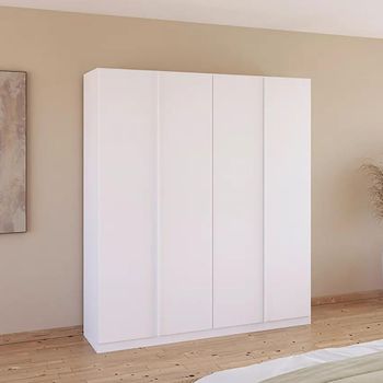 Monostar Alpine White 181cm 4 Door Wardrobe with Extras