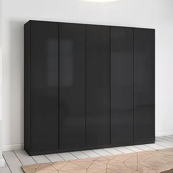 Monostar Metallic Dark Grey with Basalt Glass 226cm 5 Door Wardrobe