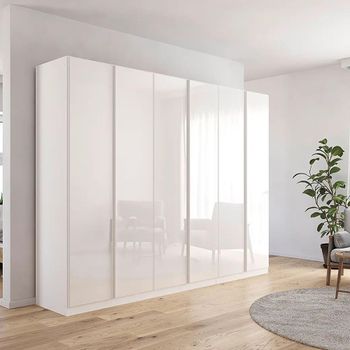 Monostar Alpine White and White Glass 271cm 6 Door Wardrobe