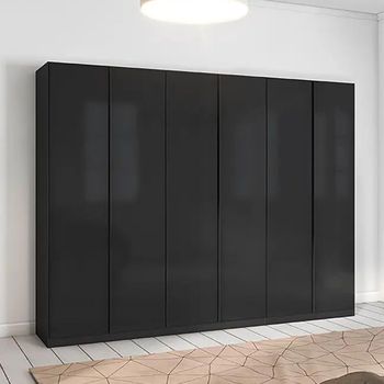 Monostar Metallic Dark Grey with Basalt Glass 271cm 6 Door Wardrobe