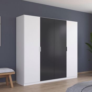 Monza Alpine White and Metallic Dark Grey 226cm 4 Door Wardrobe