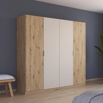 Monza Artisan Oak and Champagne 226cm 4 Door Wardrobe