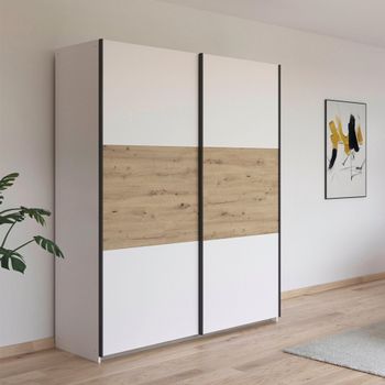 Neo Alpine White and Artisan Oak 175cm 2 Door Sliding Wardrobe