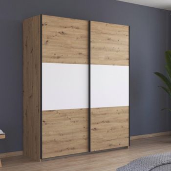 Neo Artisan Oak and Alpine White 175cm 2 Door Sliding Wardrobe
