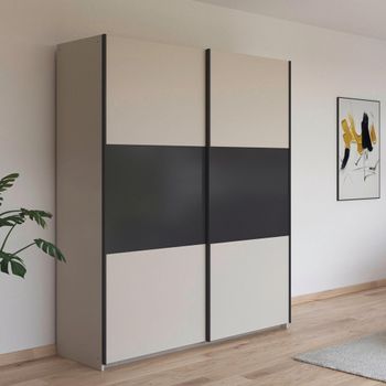 Neo Champagne and Metallic Dark Grey 175cm 2 Door Sliding Wardrobe