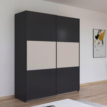 Neo Metallic Dark Grey and Champagne 175cm 2 Door Sliding Wardrobe