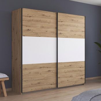 Neo Artisan Oak and Alpine White 218cm 2 Door Sliding Wardrobe