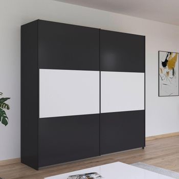 Neo Metallic Dark Grey and Alpine White 218cm 2 Door Sliding Wardrobe