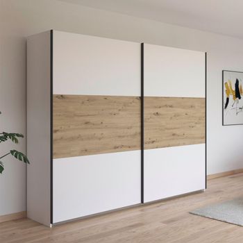 Neo Alpine White and Artisan Oak 261cm 2 Door Sliding Wardrobe