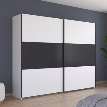 Neo Alpine White and Metallic Dark Grey 261cm 2 Door Sliding Wardrobe
